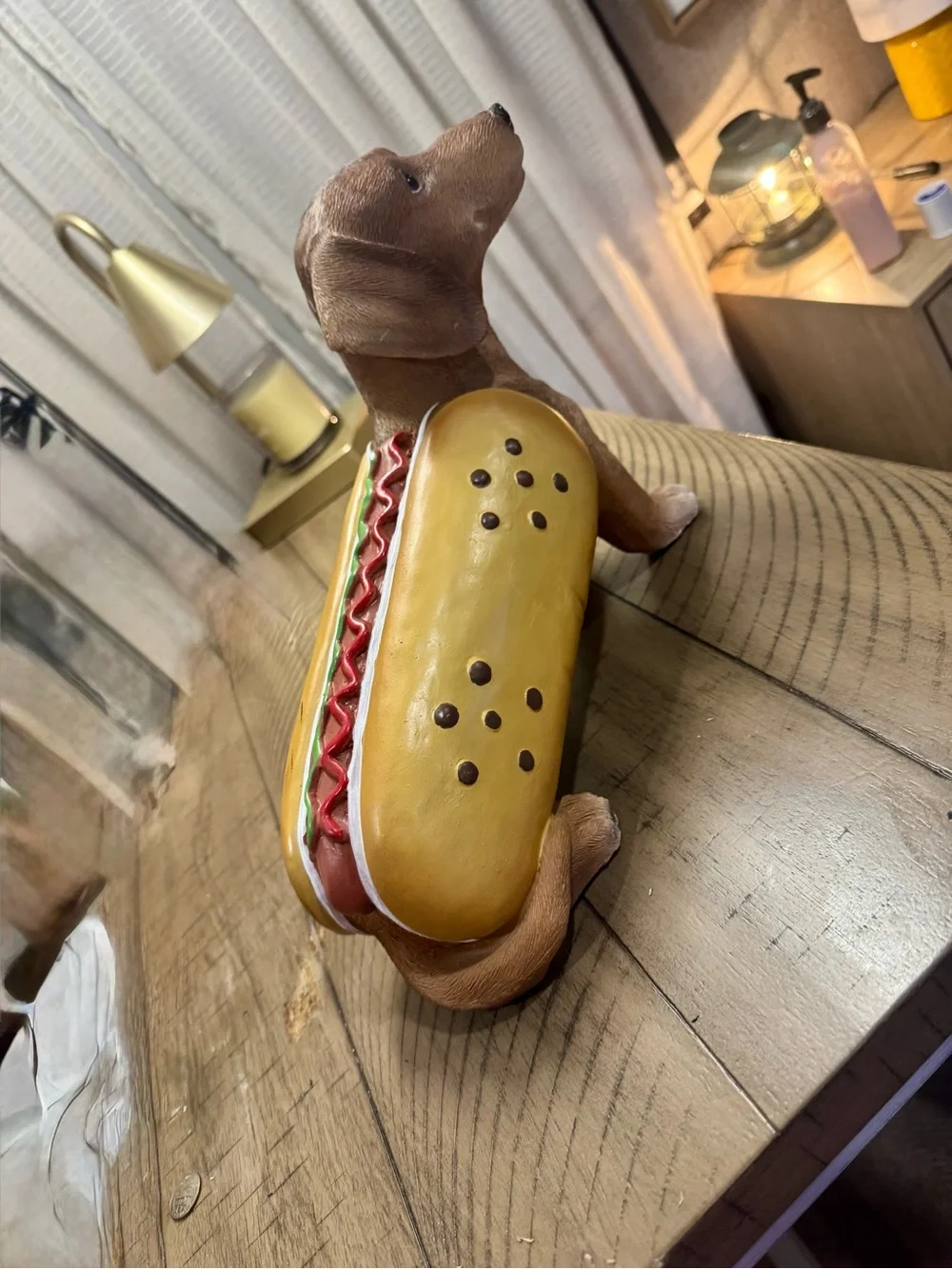 Brown Dachshund Hot Dog Dog Figurine Decorative Pet Accent